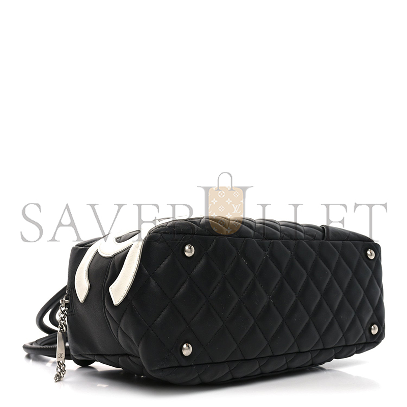 CHANEL MASTER CALFSKIN QUILTED LARGE CAMBON BOWLER BLACK WHITE (28*16*10cm)